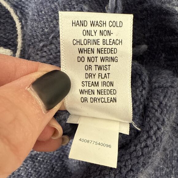 Women's Petite S Christmas Wool Blend Embroidered Snowmen Full Zip Cardigan Blue - Picture 6 of 10